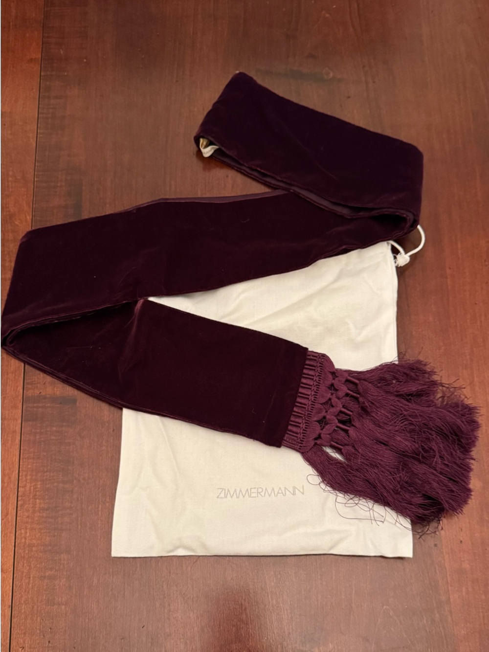 Zimmermann Plum Velvet Tassel Sash Belt